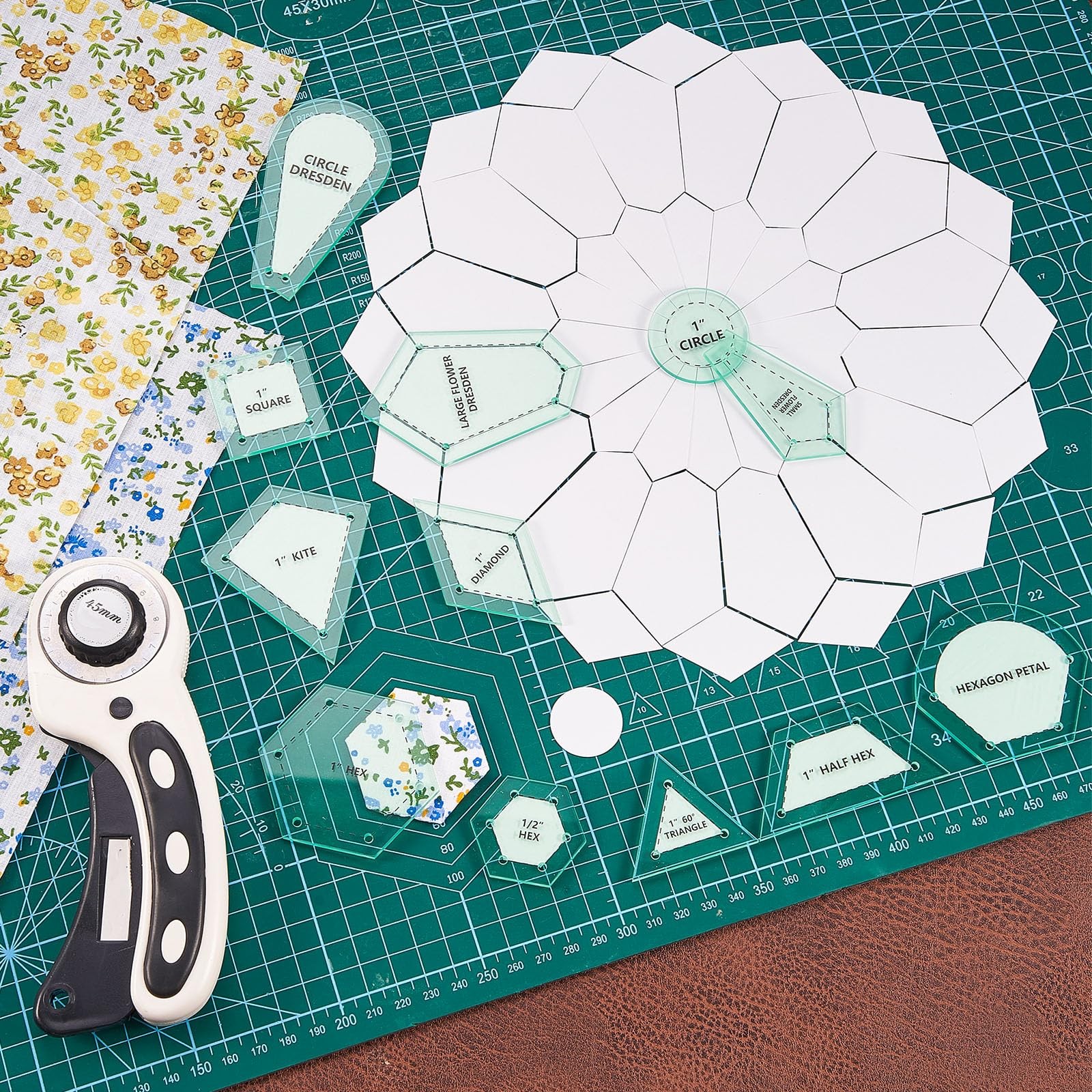 612 Pcs Patchwork Paper EPP English Piecing Supplies 12 Shapes Acrylic Templa...