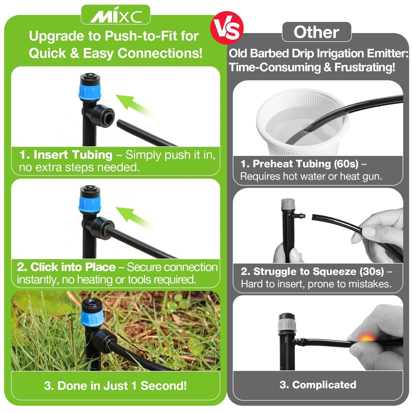 MIXC Drip Irrigation Emitters, Adjustable Emitter Vortex-100 Packs, Blue