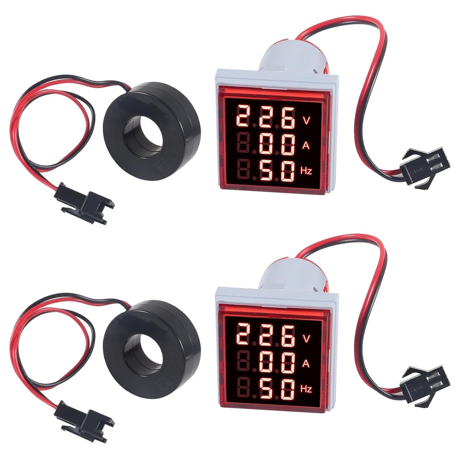 Set of 2 Digital Voltage Current Frequency Meters with 3-in-1 Functionality