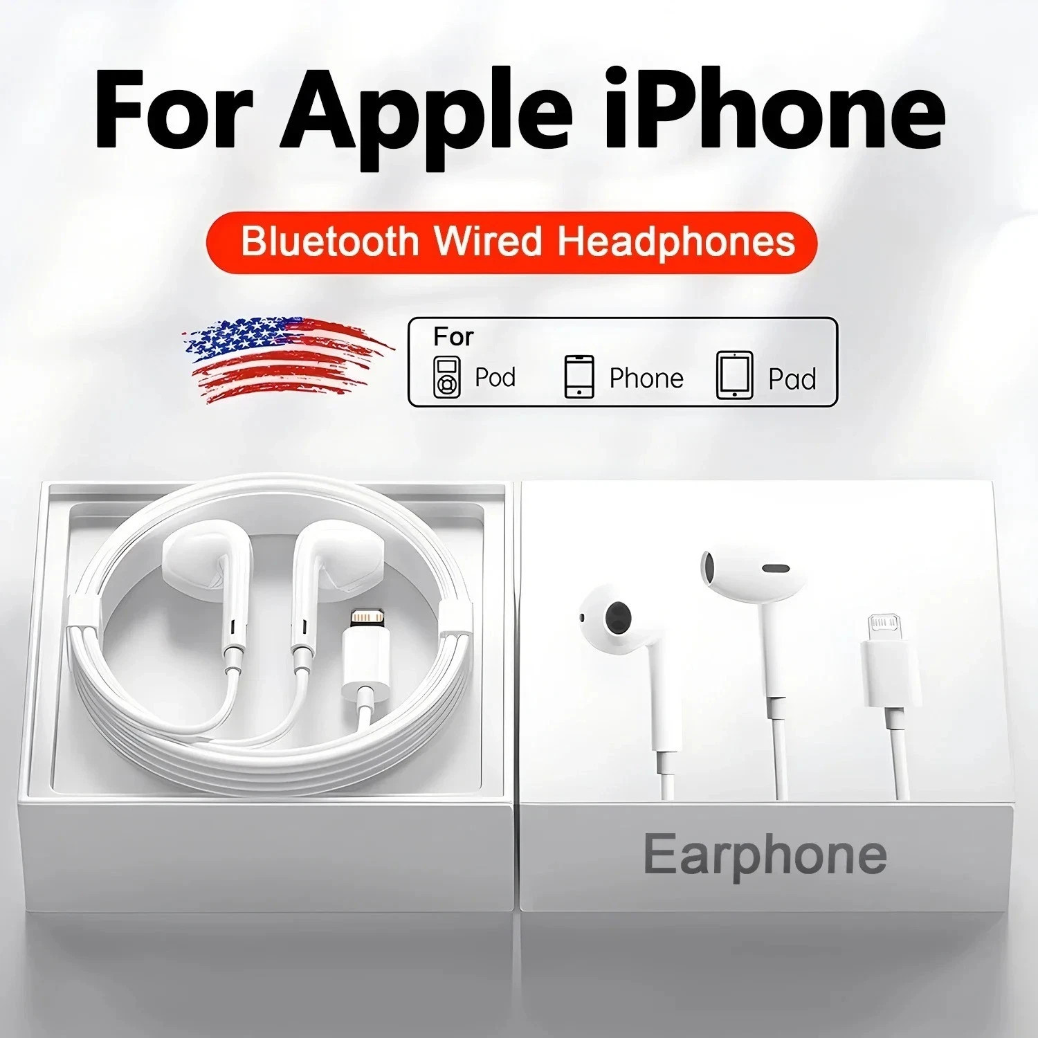 Apple Earphones For iPhone 8 X 12 13 11 14 PRO Max Headphones New USA.