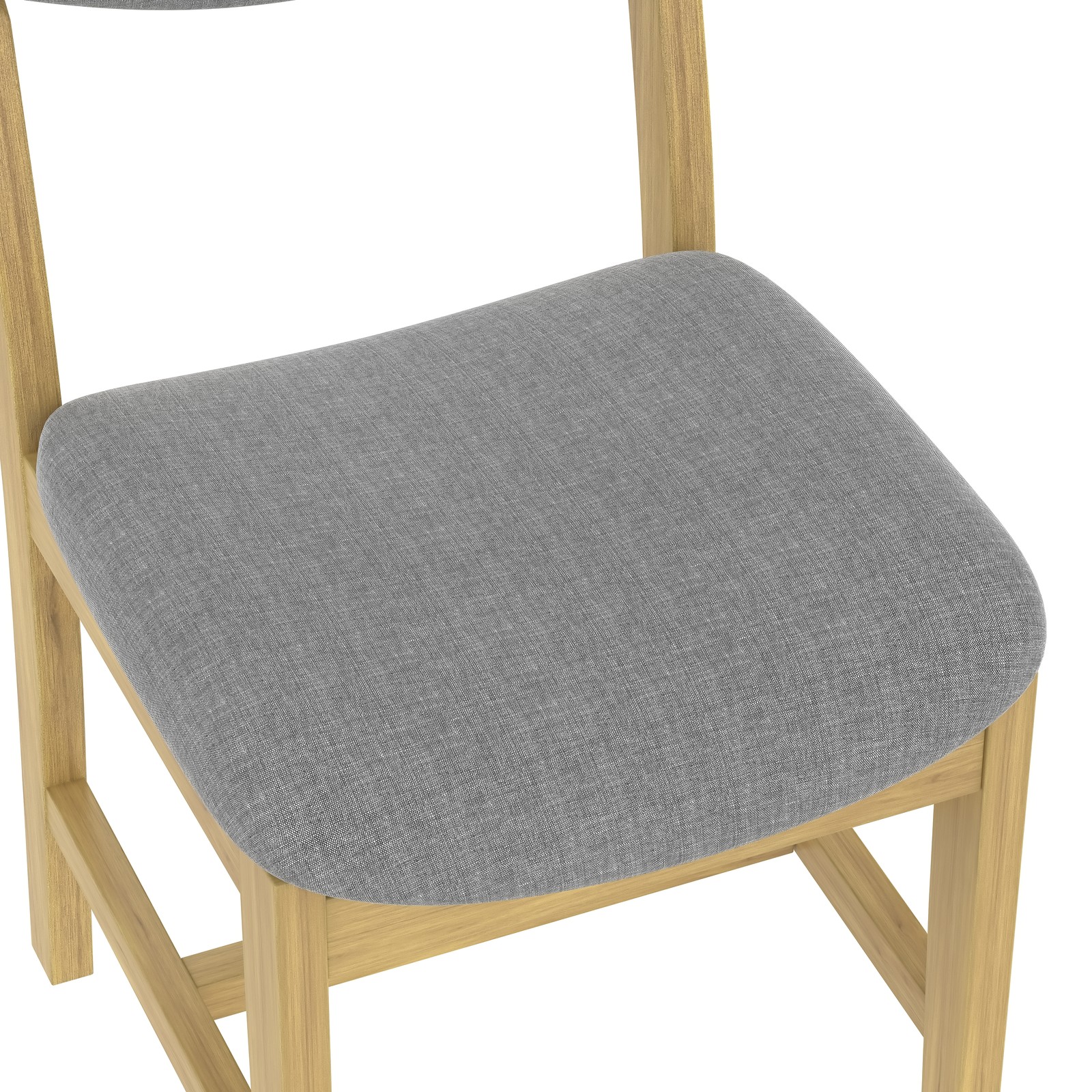 4-Piece Rustic Farmhouse Dining Chair - Solid Wood Frame with Gray Fabric Cush