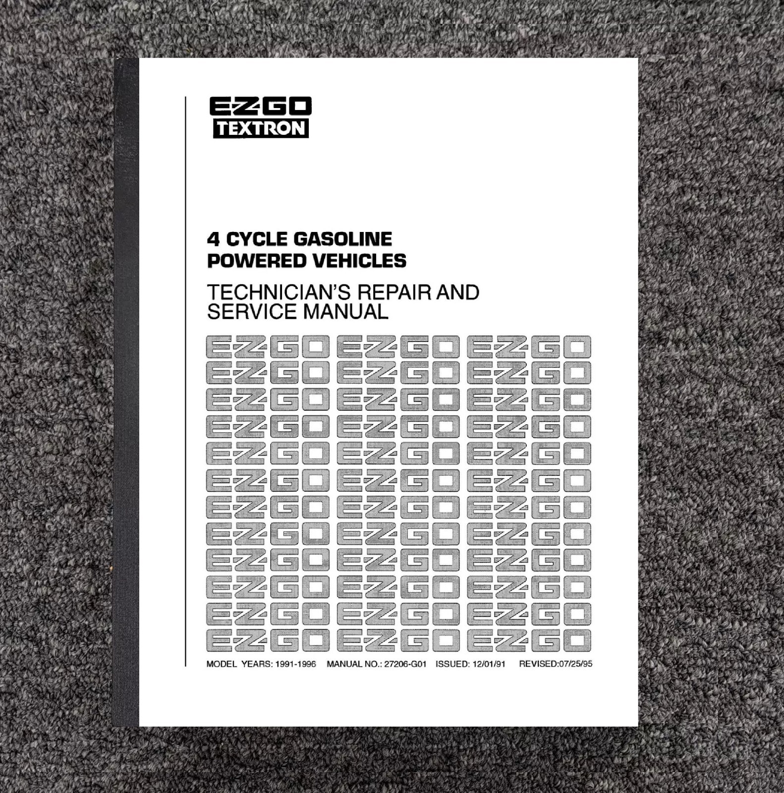 Gas Golf Cart Service Repair Workshop Manual Fits 1991-1996 EZGO Golf Cart 27206