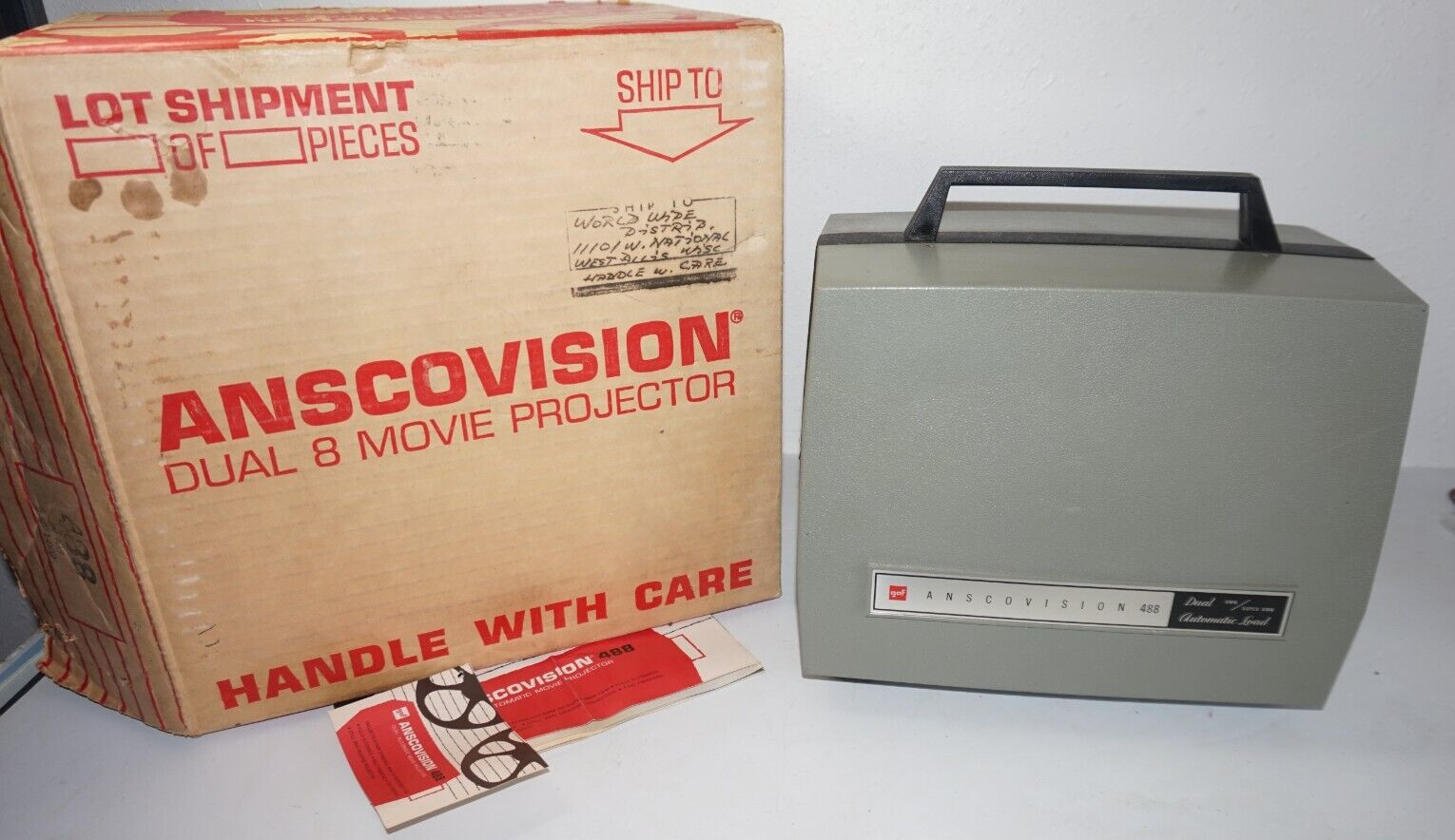 VTG Anscovision Dual 8 Movie Projector 488 Powers On but Needs New Belt