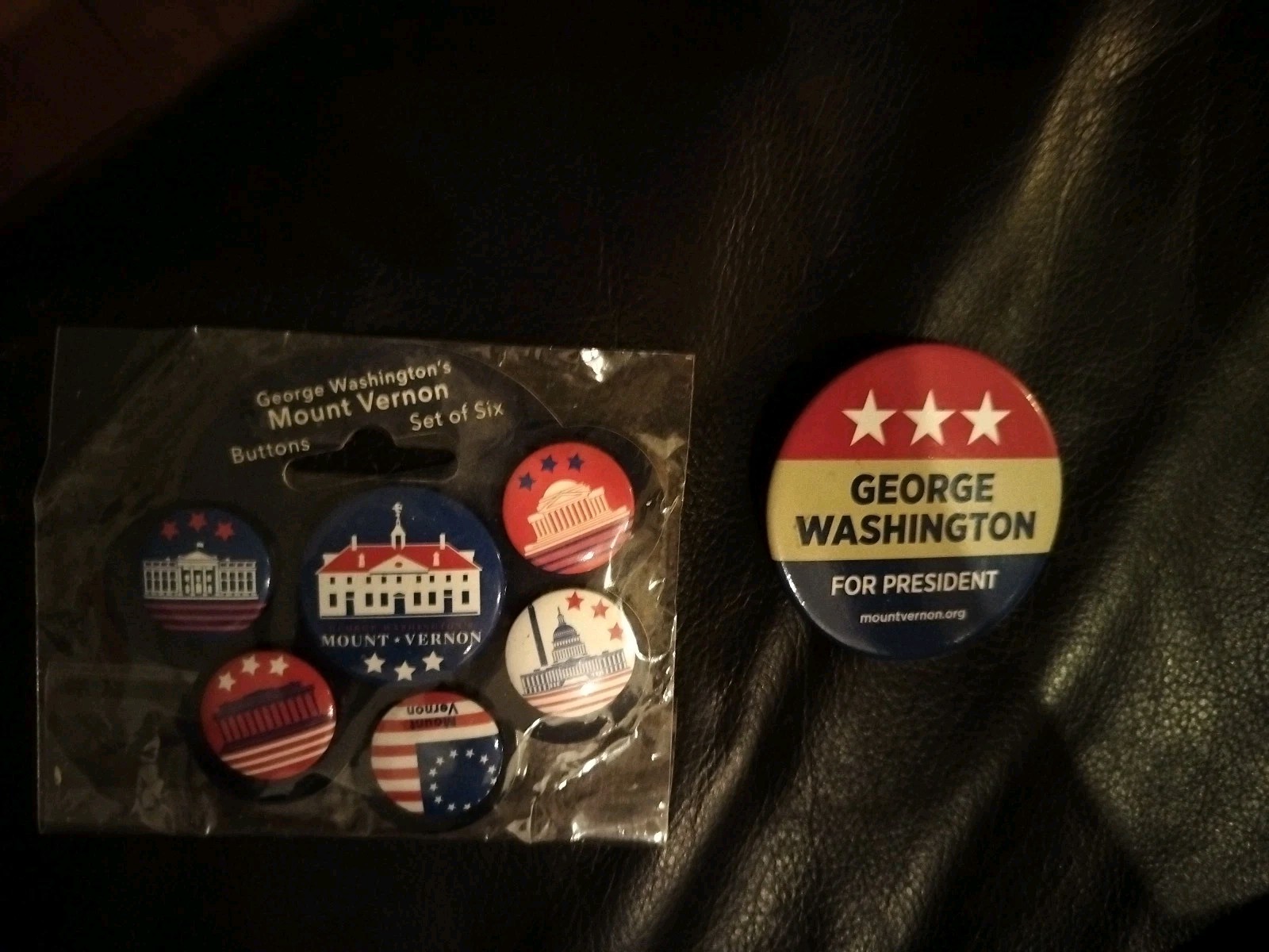 George Washington/Mount Vernon Collection Of Pinback Buttons 7 Total New
