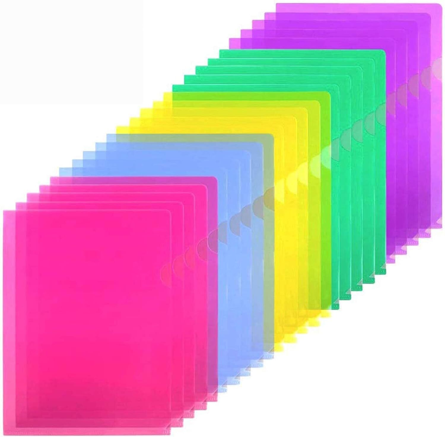 Multicolored File Folders 5 Bright Colors Transparent Letter Size Document Ho...