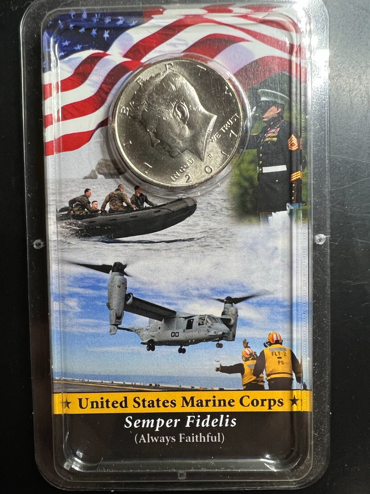 BU Kennedy Half Dollar in Marine Corps Show pac Honoring President Kennedy VP719