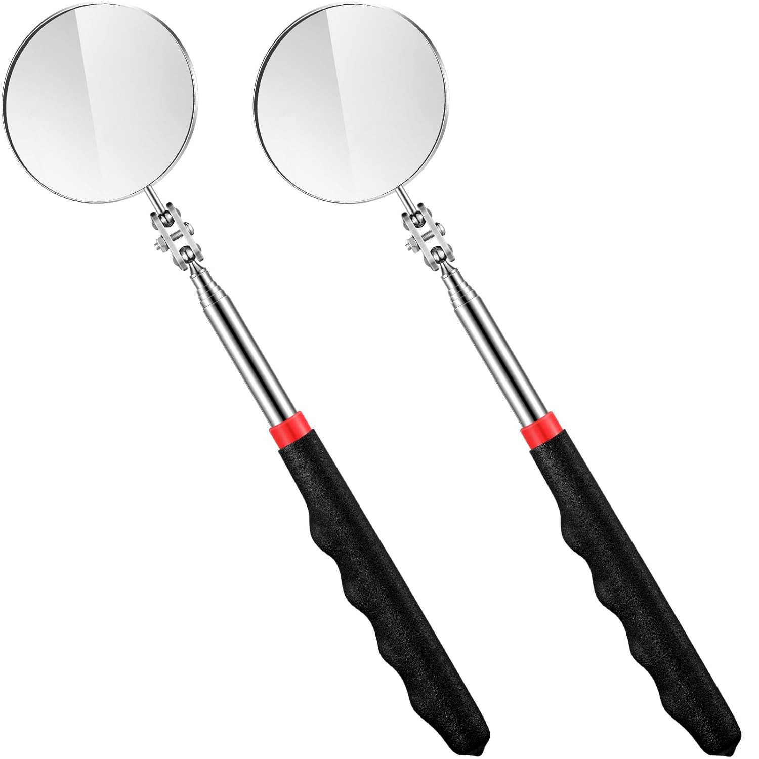 2 Pack Telescoping Inspection Mirror Tool Extendable 360° Swivel Mechanic Mirror