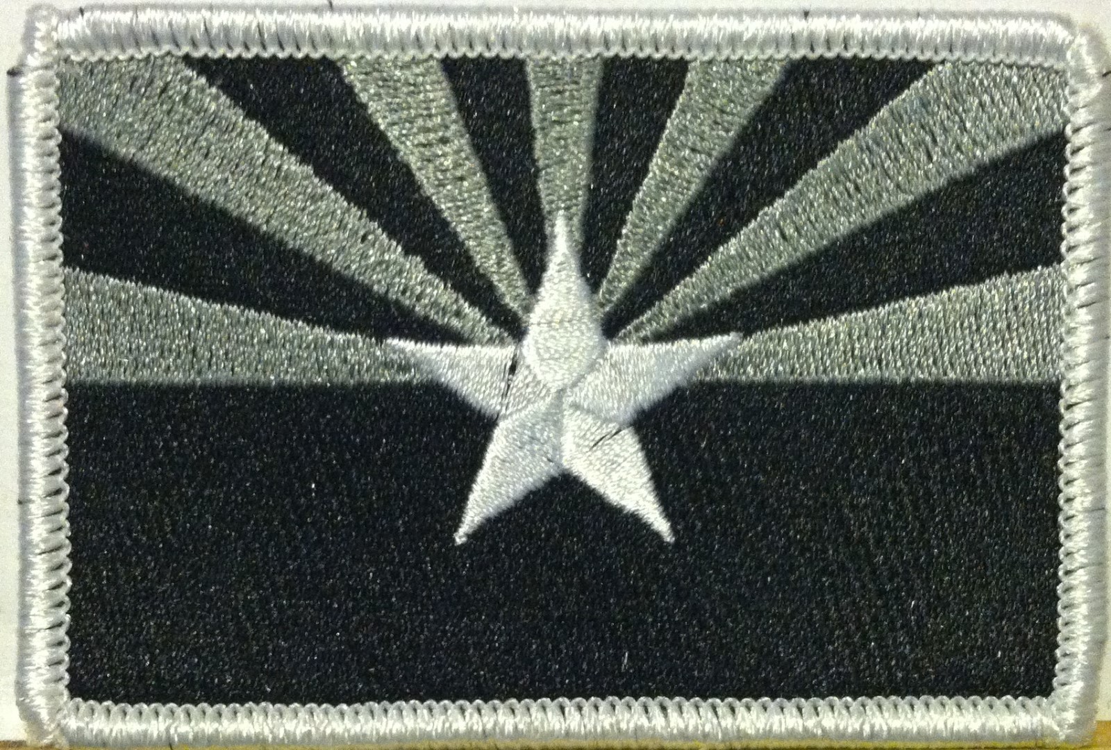 ARIZONA STATE Flag Tactical Patch With VELCRO® Brand Black & Gray WHITE Border