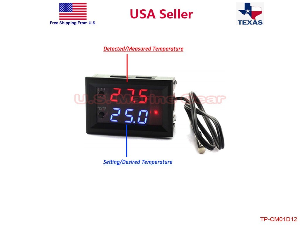 Digital LED Microcomputer Thermostat Controller Switch Temperature Sensor DC 12V
