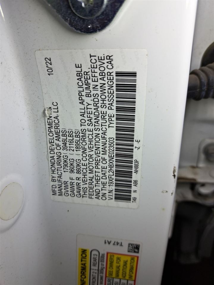 2022 Civic Camera/Projector Sku#4340364