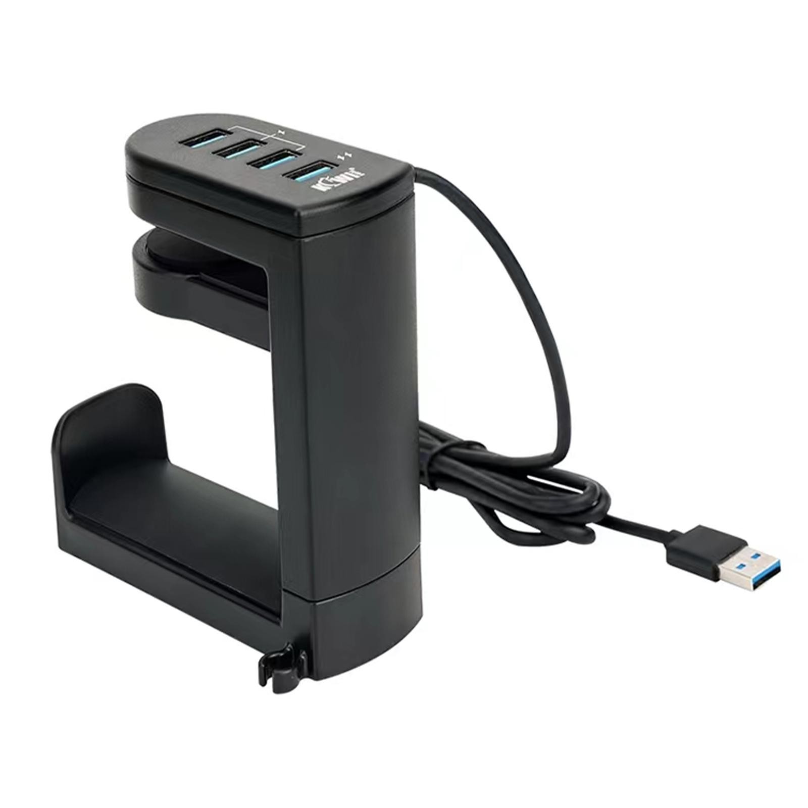 360° Rotation Headset Holder Earphone Storage Hook Stand 4-Port USB Data Hub vv