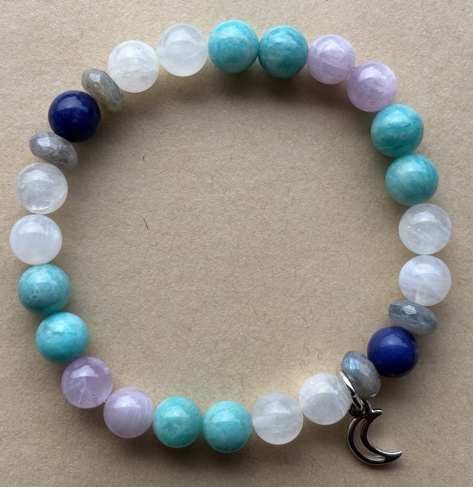 Gemstone Bracelet – Moonstone, Amazonite, Kunzite, Sodalite, & Labradorite