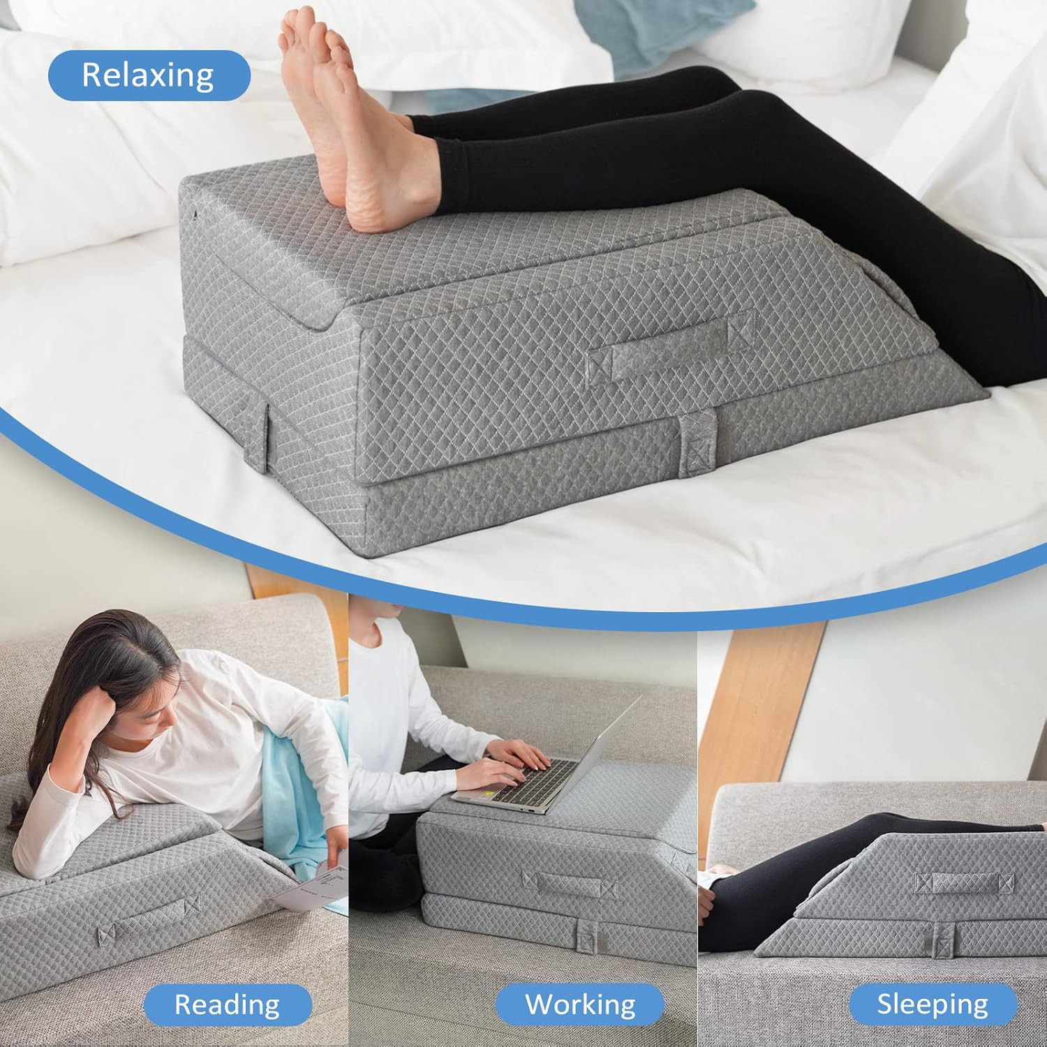 Adjustable Leg Elevation Pillows for Swelling after Surgery, Cooling Memory Foam