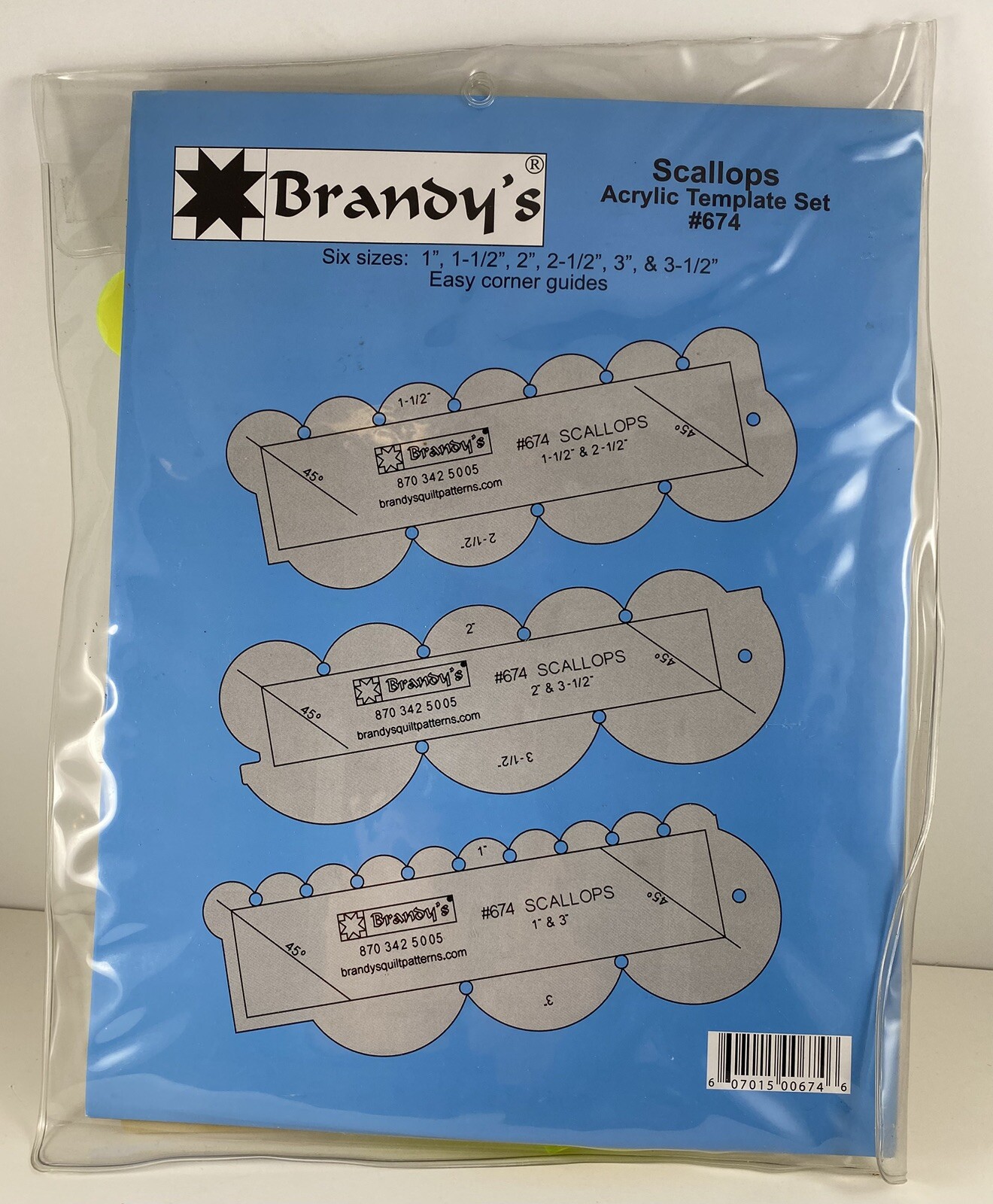 Brandy's Scallops Acrylic Template Set #674 for Quilting 6 Sizes New in Package