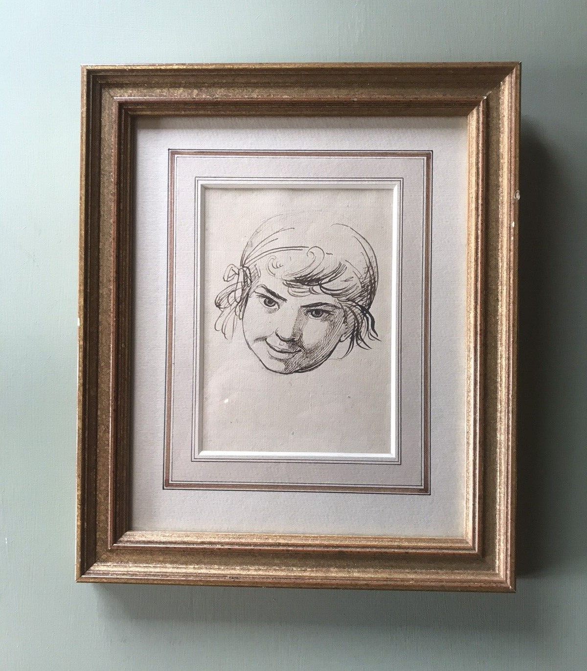 Samuel Woodforde R.A. ink sketch of Venetian boy, original on paper, c.1791