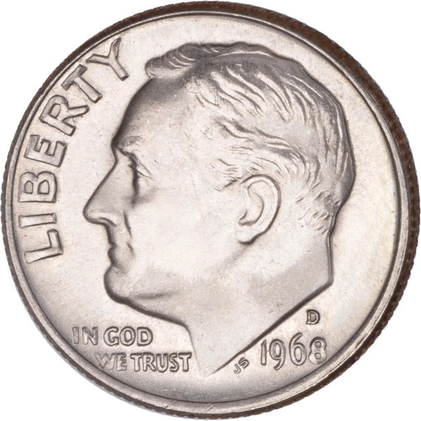 1968-D Mint State Roosevelt Dime 10C