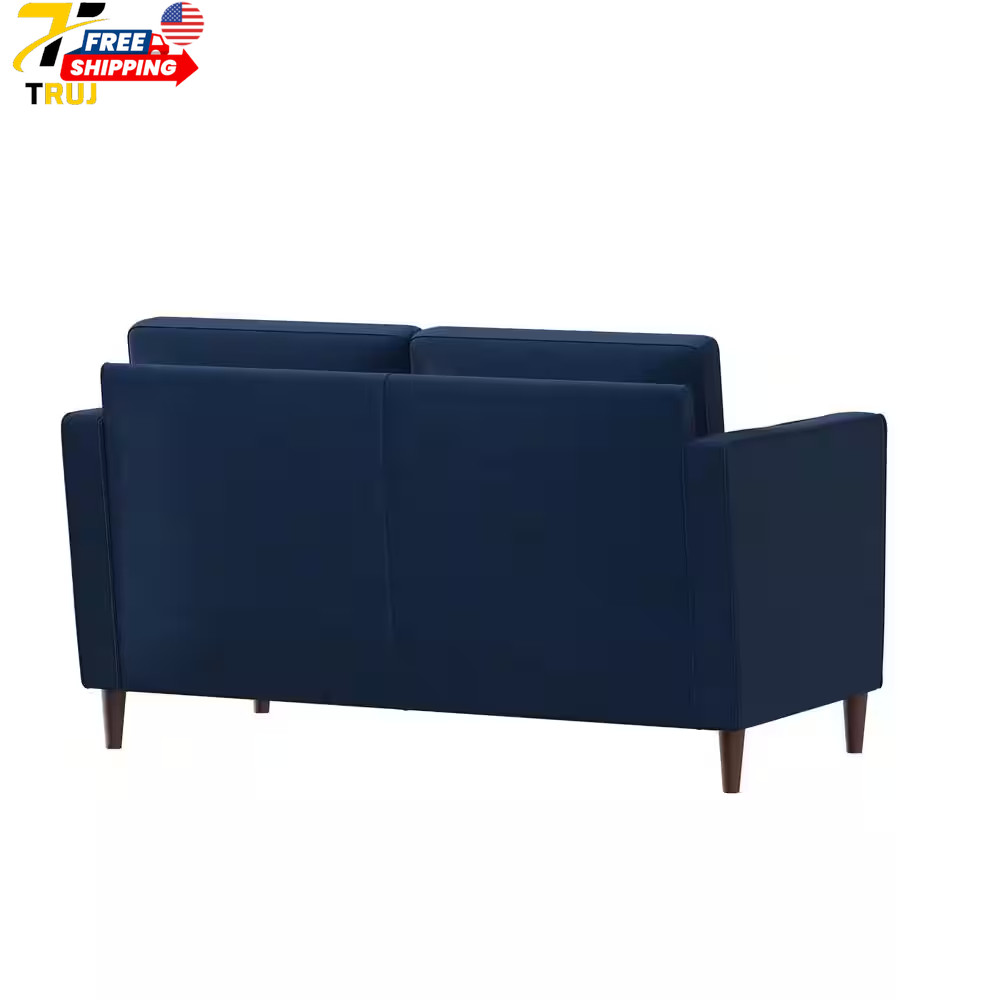 Lillith 52.4" Navy Blue Tufted Polyester 2-Seater Loveseat with Square Arms NEW