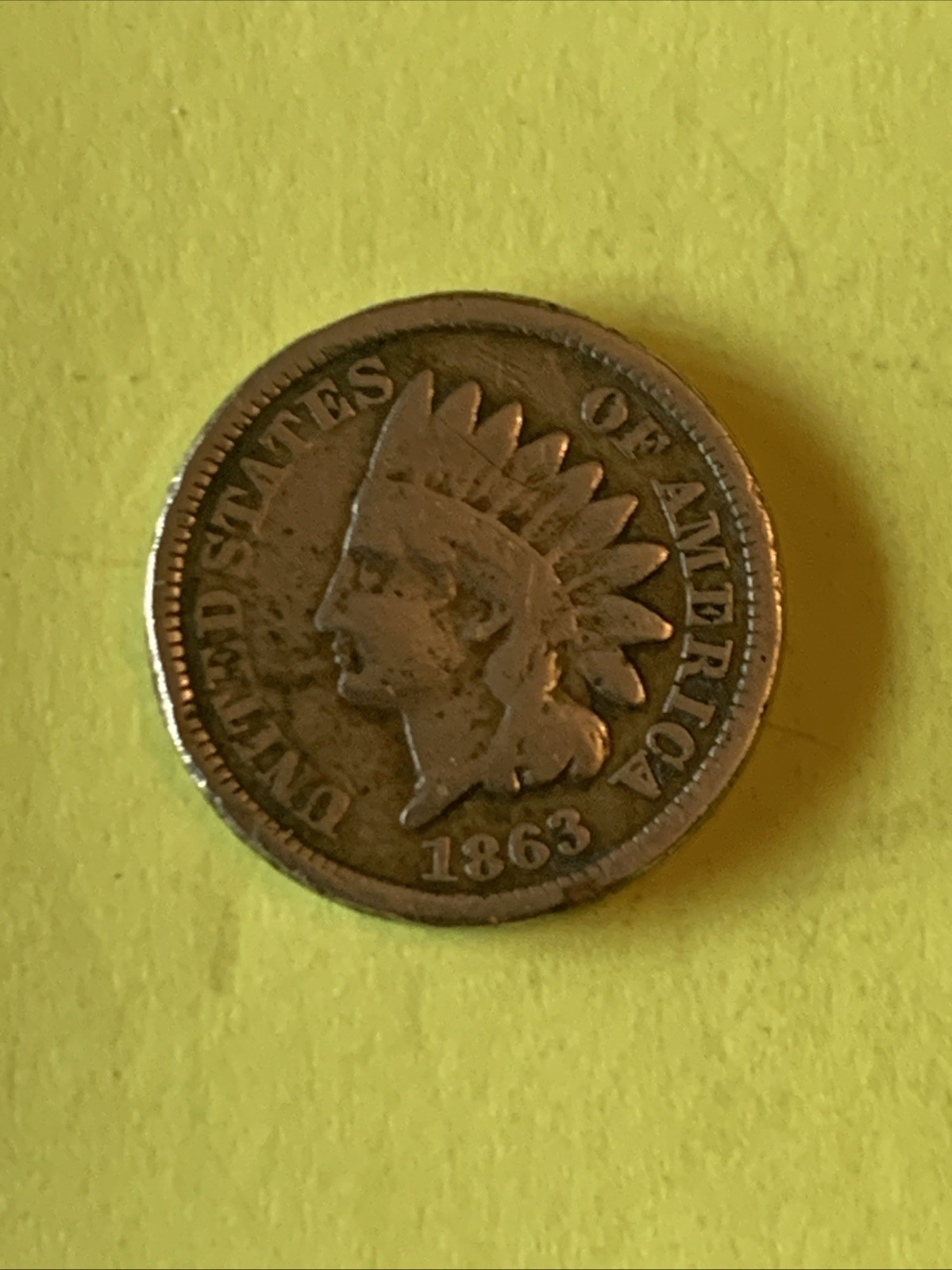 1863 Indian Head Cent . VG Very Good