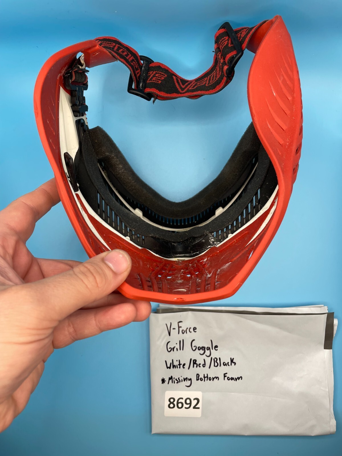 V-Force Grill Goggle White/Red/Black (Missing Bottom Foam)