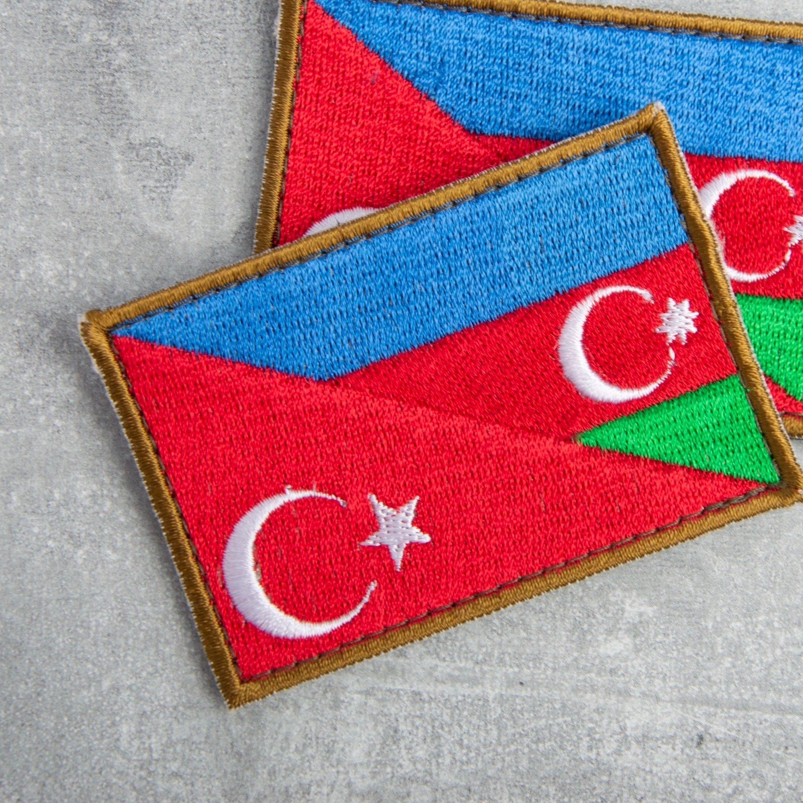 Embroidered Patch — Turkey and Azerbaijan Flag, 5x8 cm