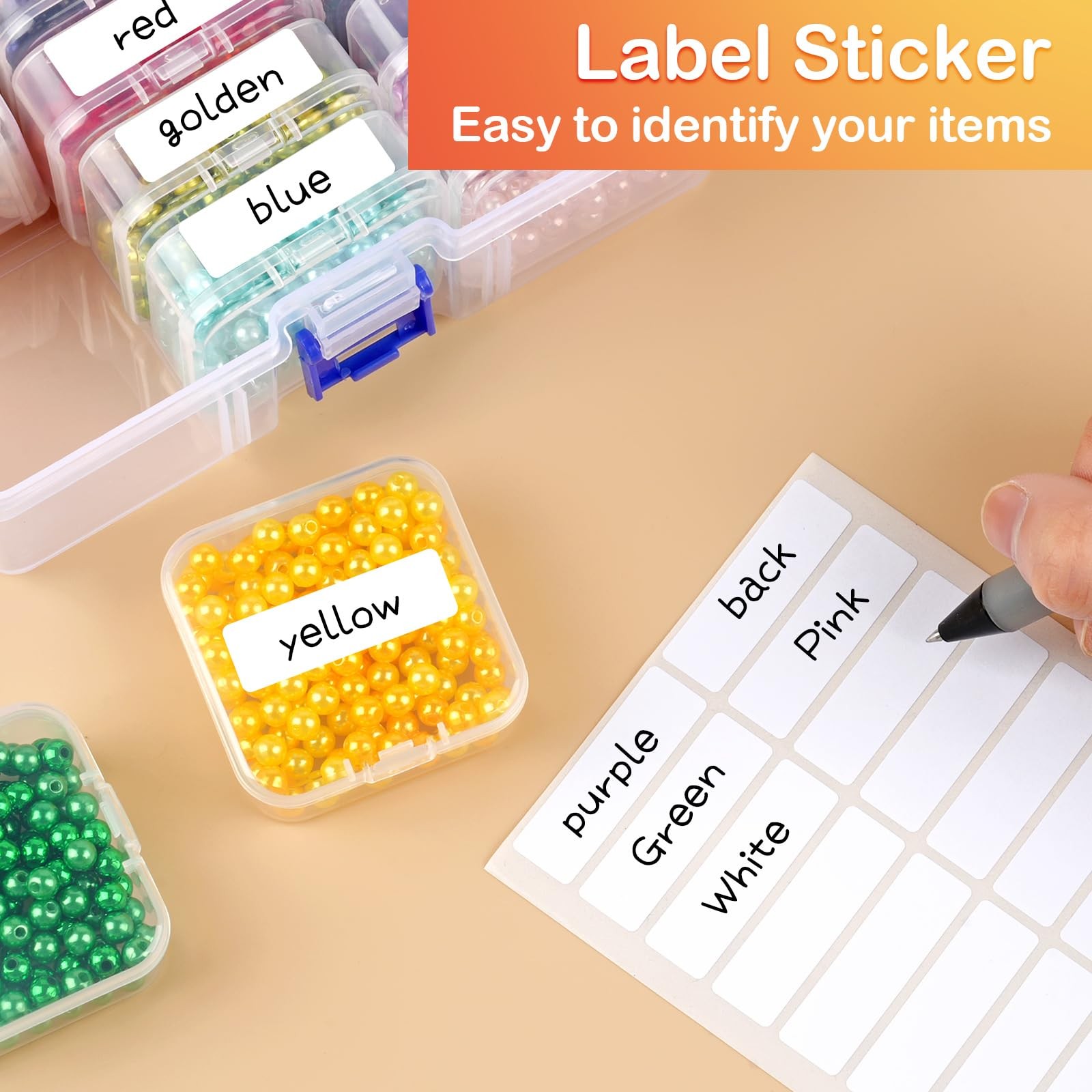 Bead Organizer and Storage, 15 Pcs Clear Storage Containers, Large, clear