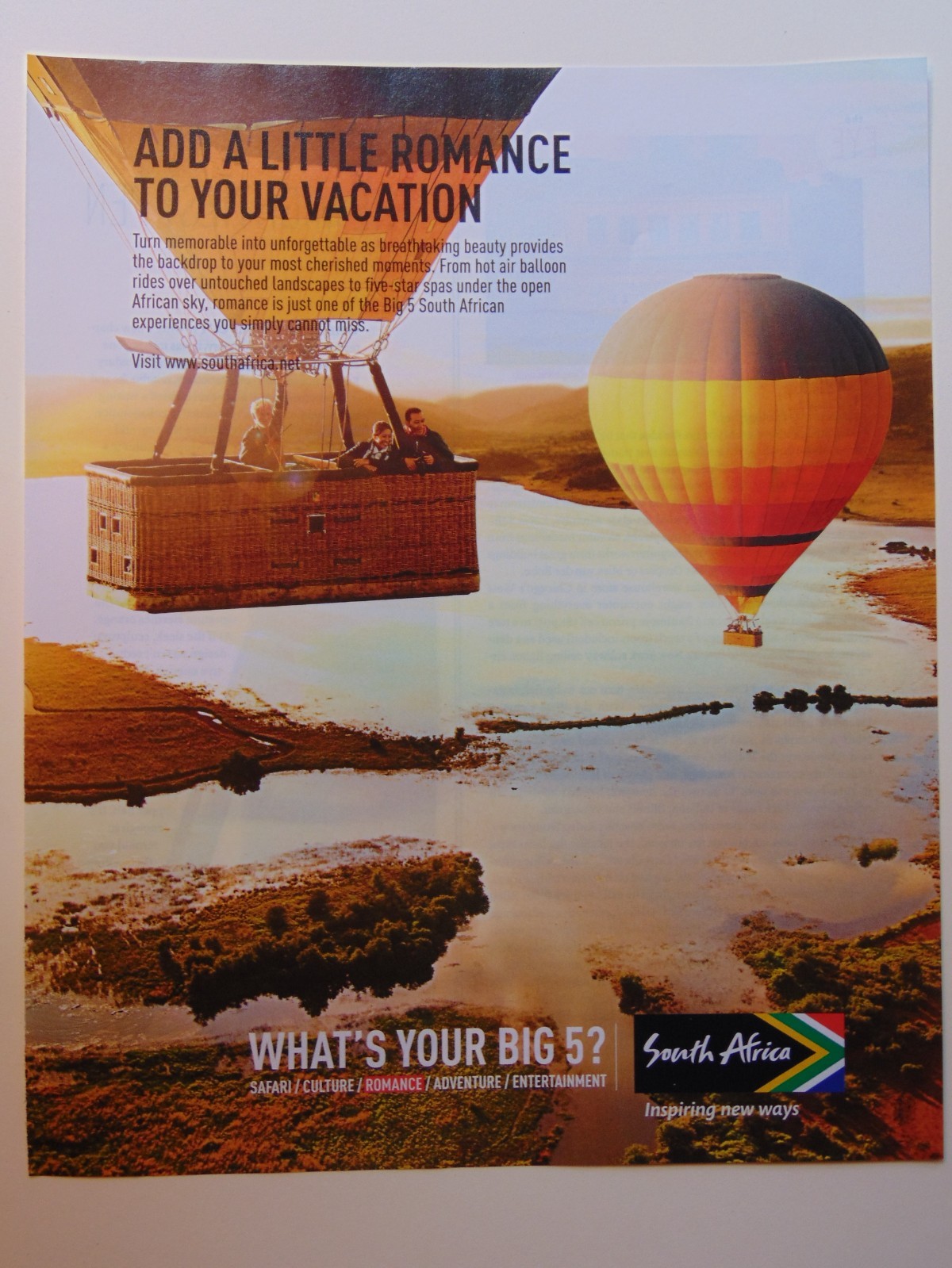 2014 SOUTH AFRICA Add a little Romance to Your Vacation  print ad
