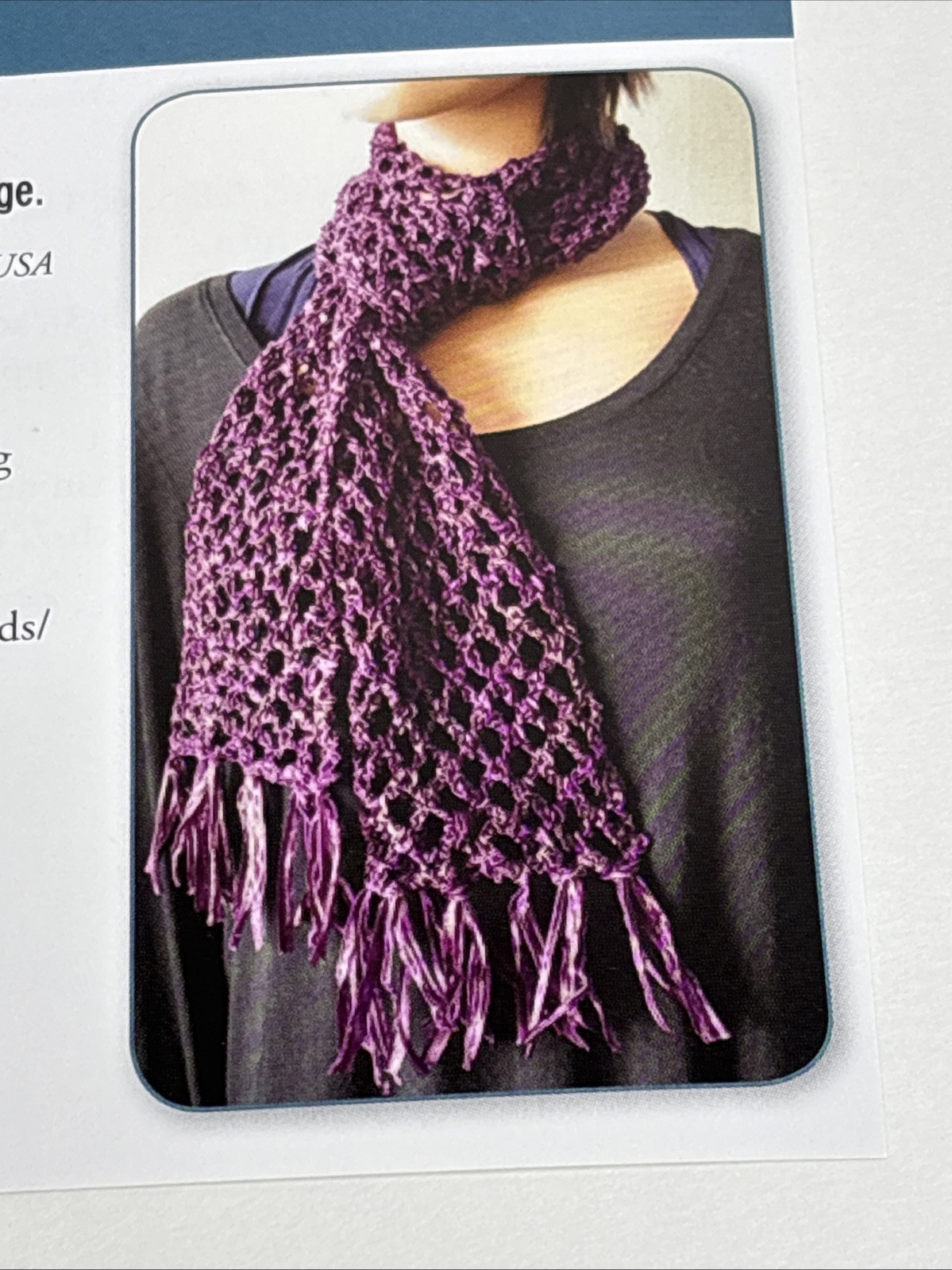 Fishnet Scarf Crochet Pattern Card Page