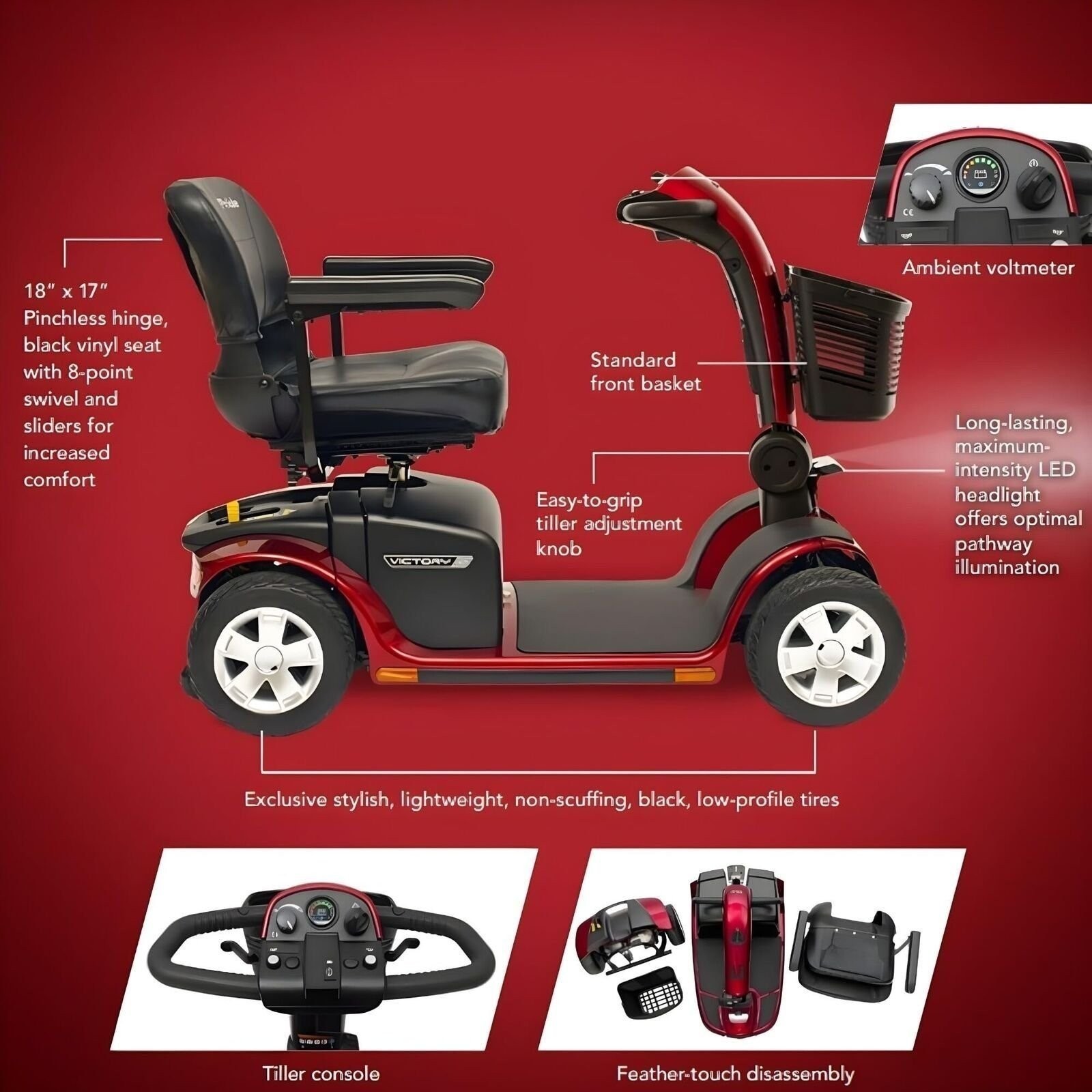 Pride Mobility Victory 10 3-Wheel Scooter - Comfort Mobility for Adults, 400...