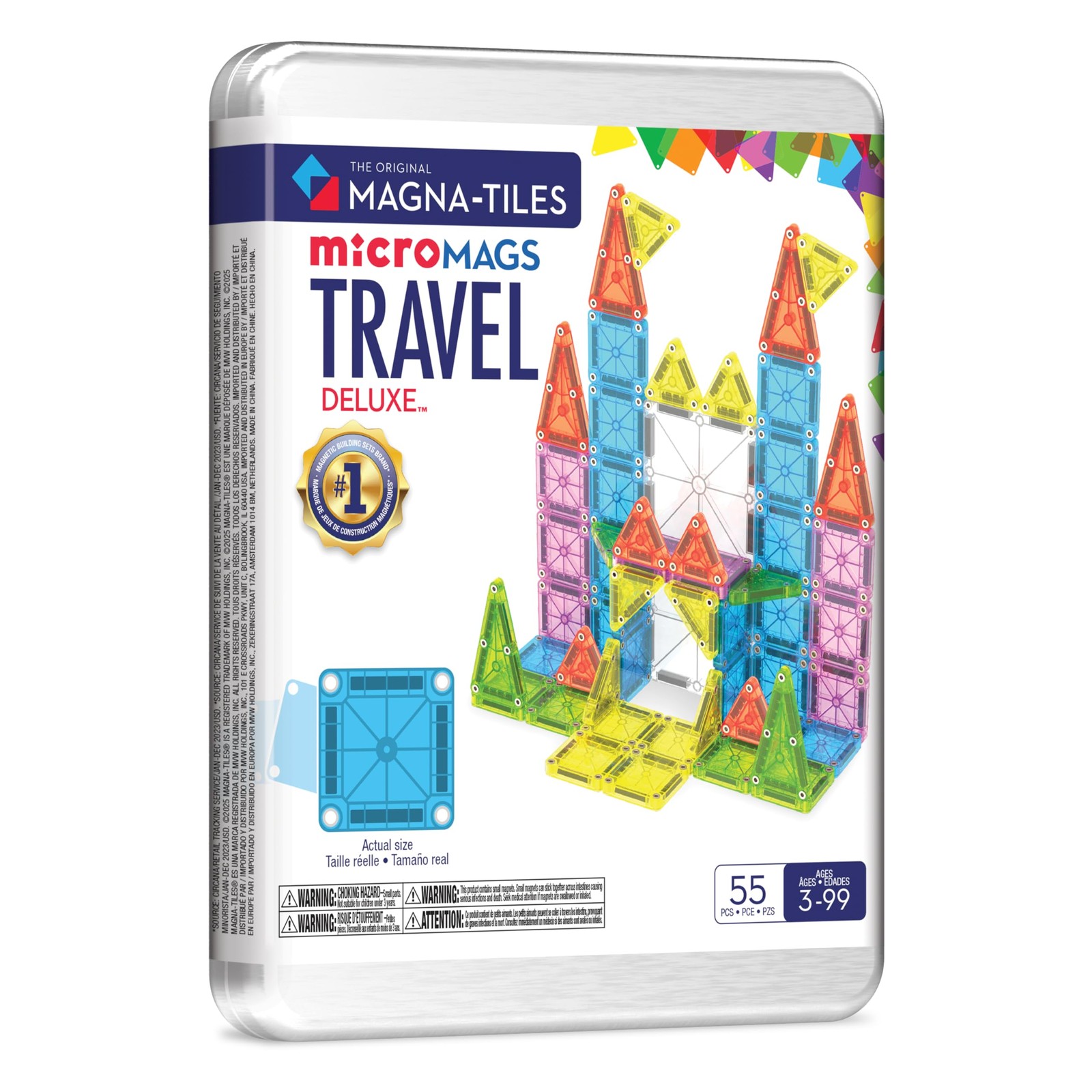 Magna-Tiles microMAGS Deluxe 55-Piece Magnetic Construction Set Travel Toy