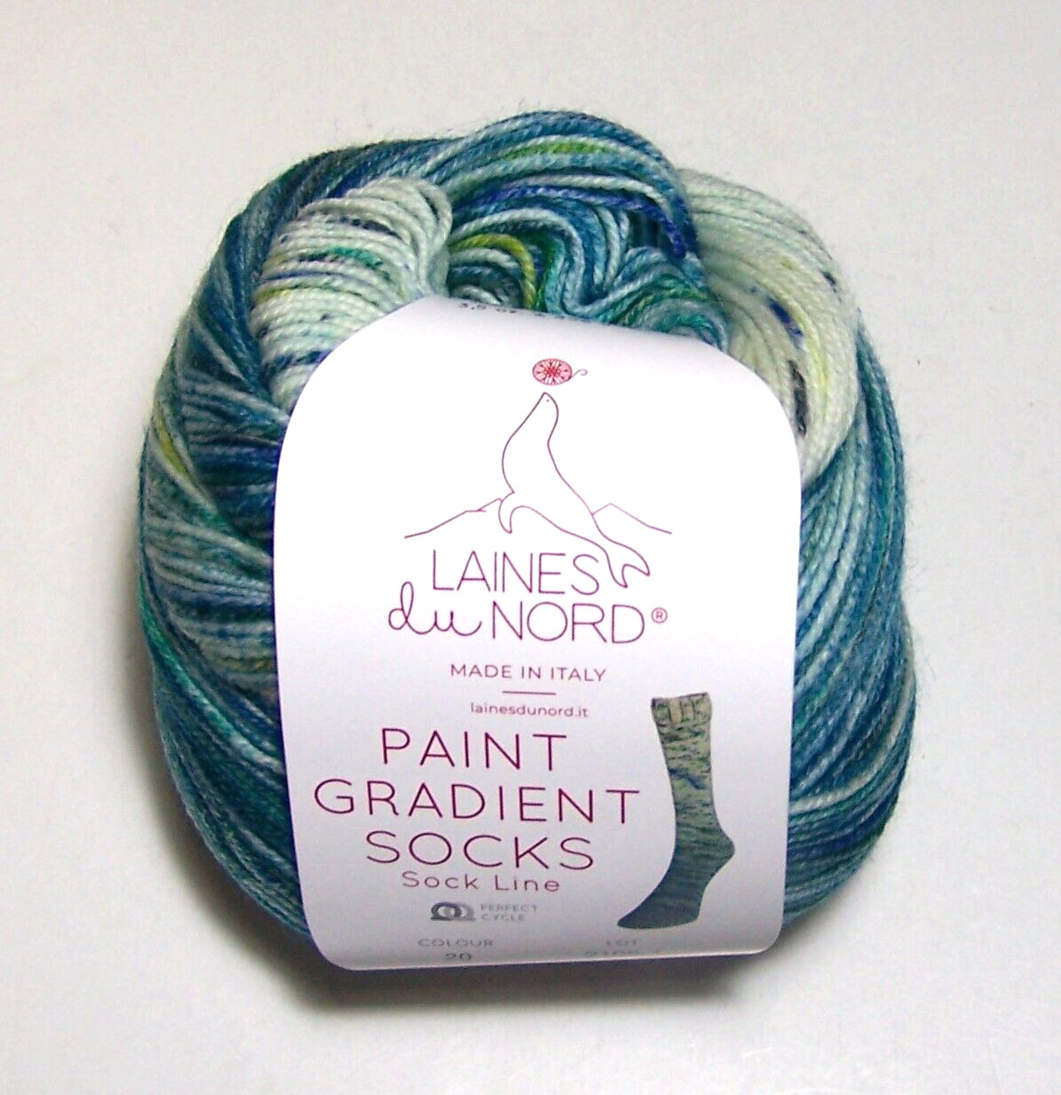 100 gram ball of Laines du Nord PAINT GRADIENT SOCK knitting yarn Color #20