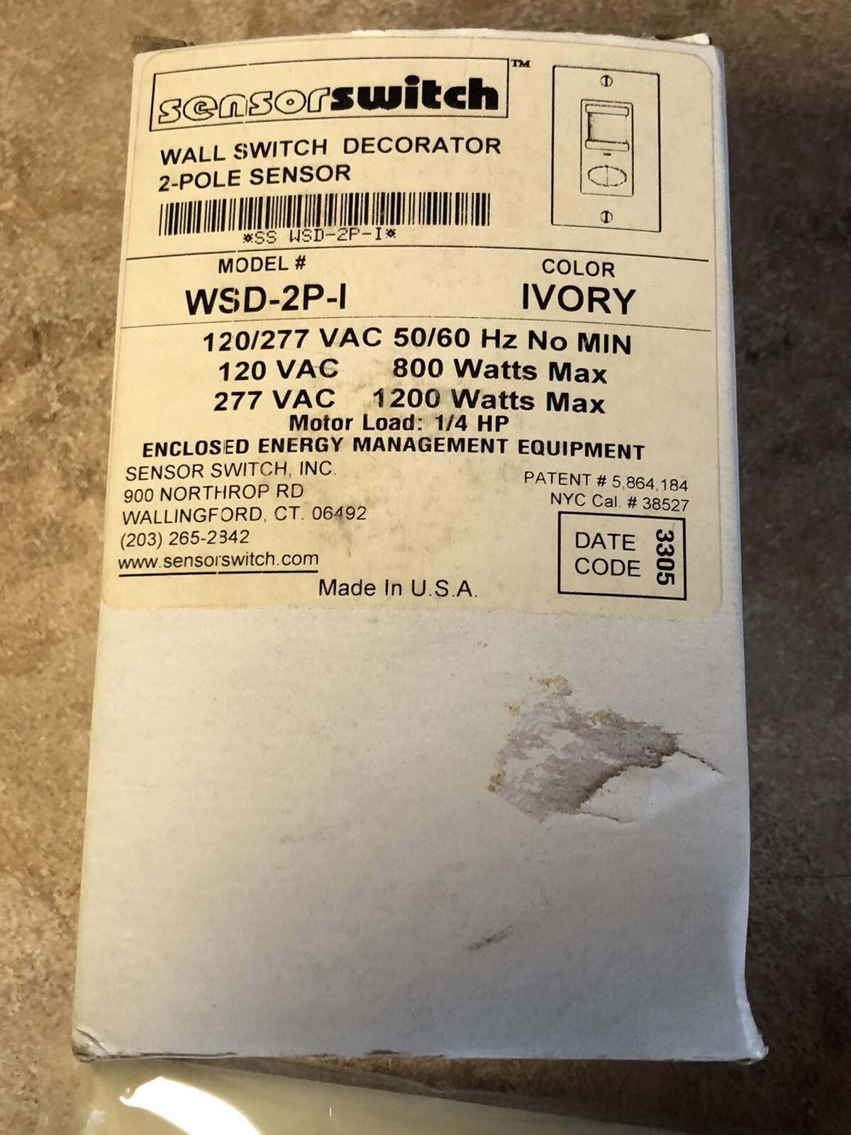 New Sensor Switch WSD 2P IV Wall Switch Decorator Sensor Ivory WSD-2P-I