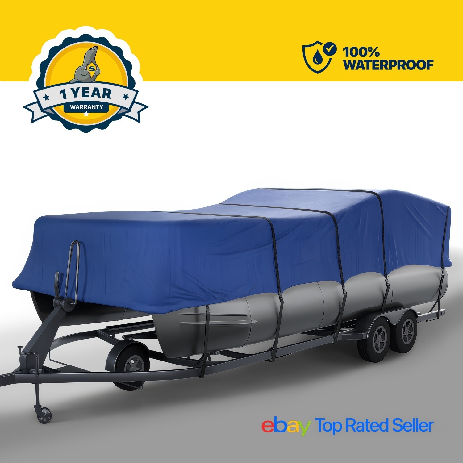 Seal Skin Trailerable Pontoon Boat Cover, Waterproof Protection, UV Resistant
