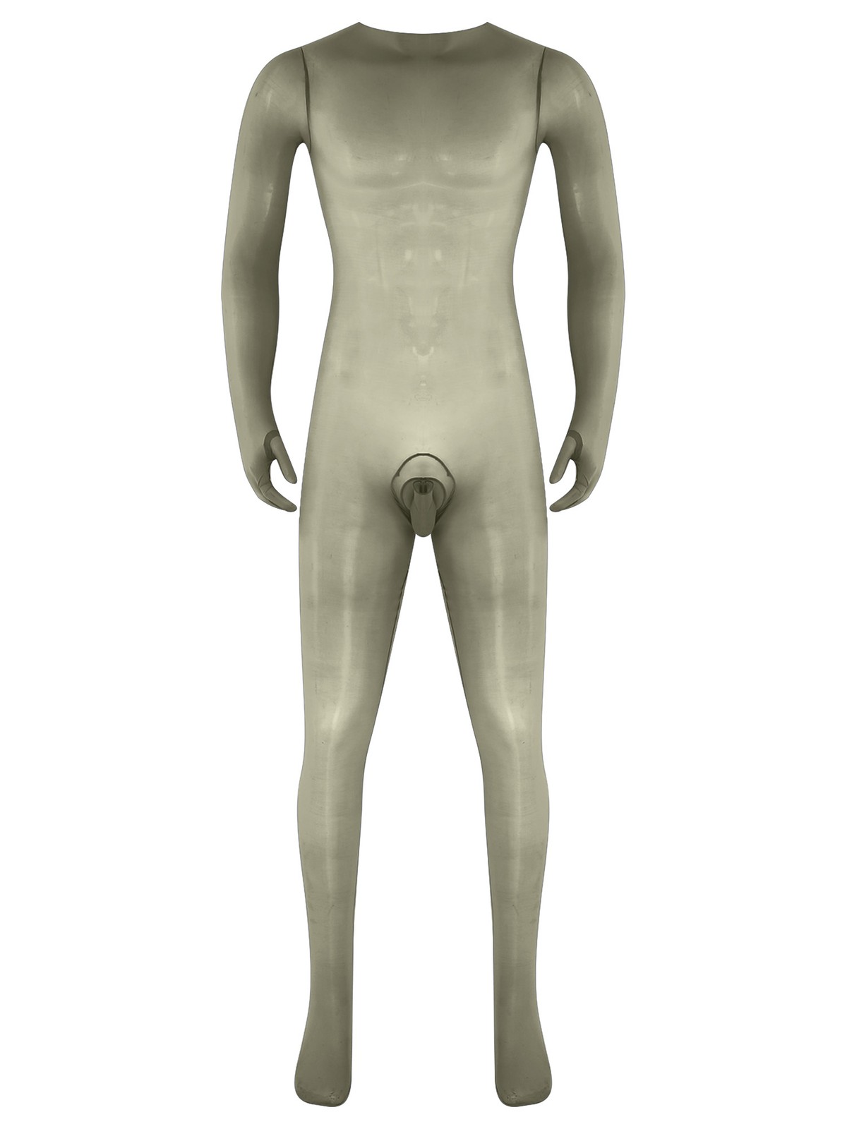 Men Unitard One-Piece Bodysuit Full-body Jumpsuit Silky Nightwear Sissy Opaque
