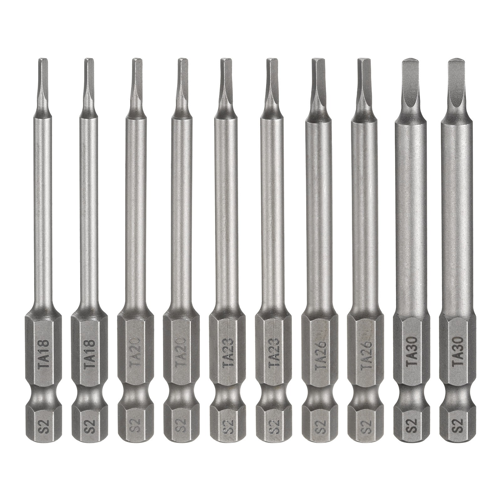 10 Pcs Magnetic Screwdriver Bit TA18-TA30 1/4" Hex Shank 75mm Long for Repairing