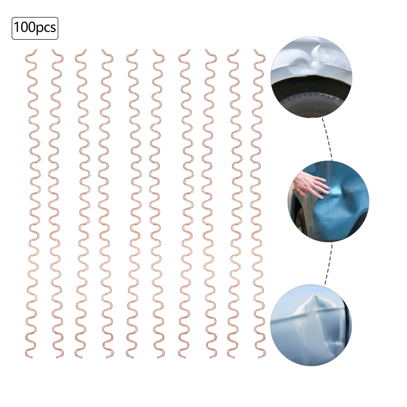 100 PCS Dent Puller Wavy Welding Wires Spot Weld Repair Corrugated Welding Wire