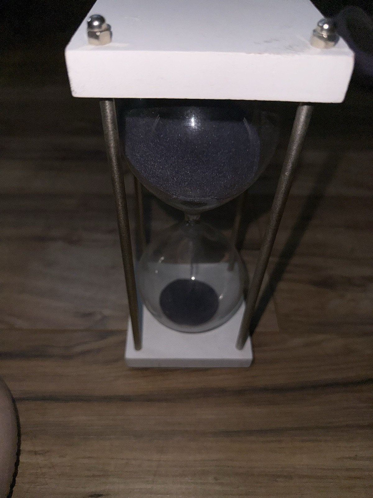 Modern Manual Reusable Sand Hourglass Timer White Frame Clear Glass Gray Sand