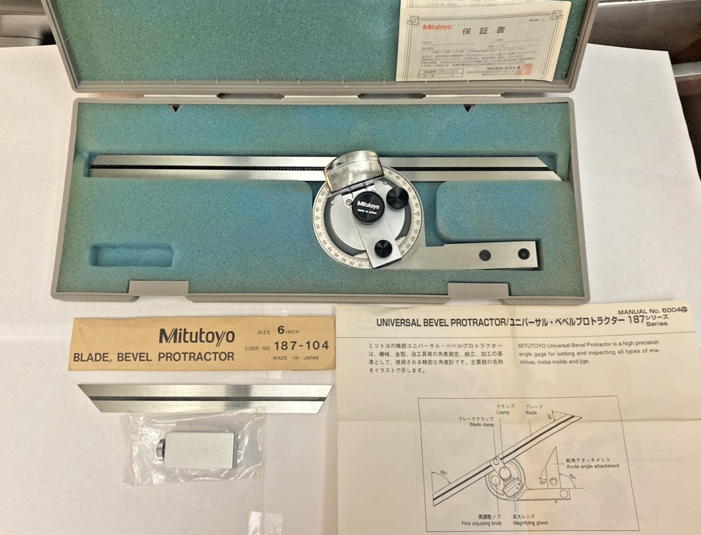 Mitutoyo 187-906 Universal Bevel Protractor 12" Blade Made In Japan