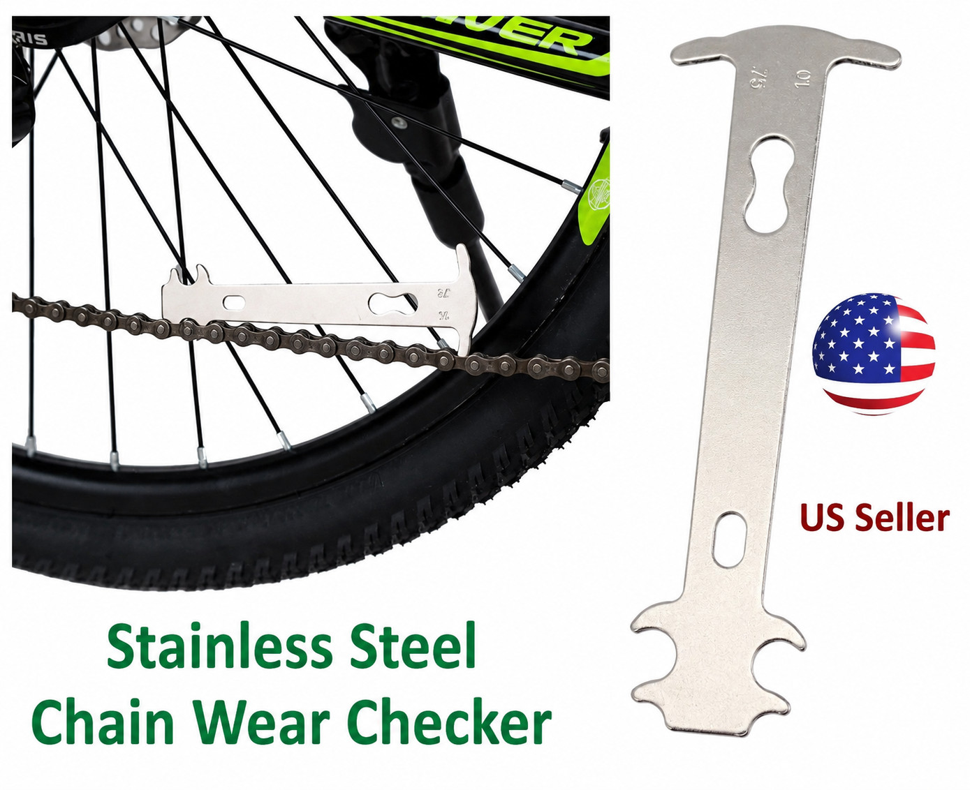Bike Chain Wear Indicator Gauge Repair Checker Stainless Steel