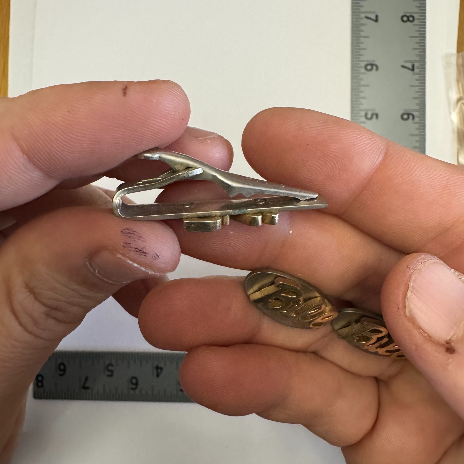 Silver and Gold Tone Cuff Link Tie Clip Set "Bill"