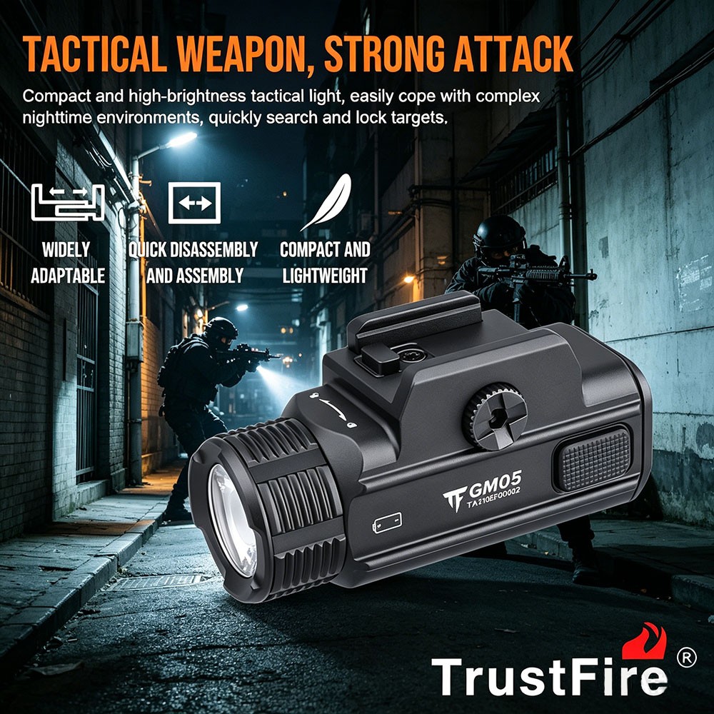 TrustFire 1050LM LED Pistol Light Tactical Rechargeable for Glock Picatinny US