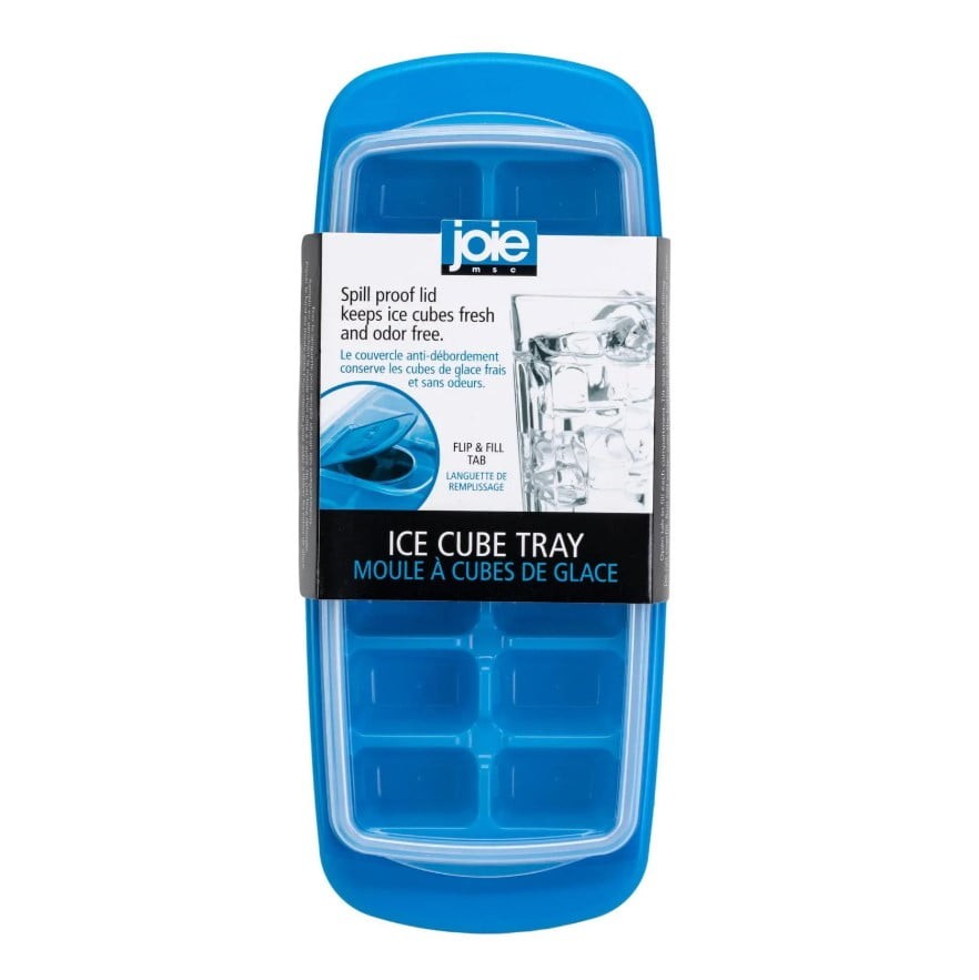 Covered Ice Cube Tray Blue W/ Leak-Proof Lid & Easy Release for Freezer