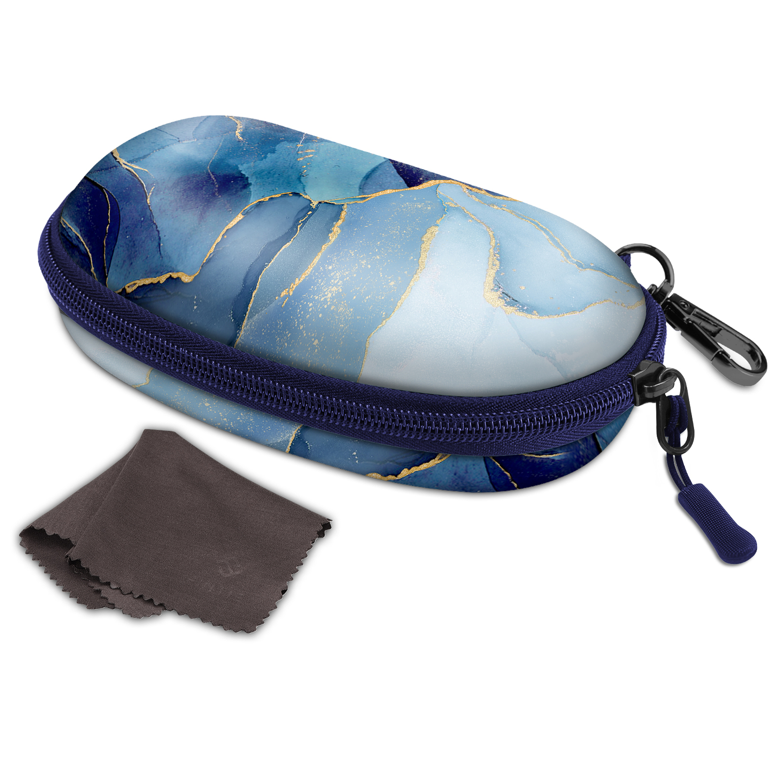 Eyeglasses Case Hard Shell Shockproof Glasses Case Travel Zipper with Carabiner