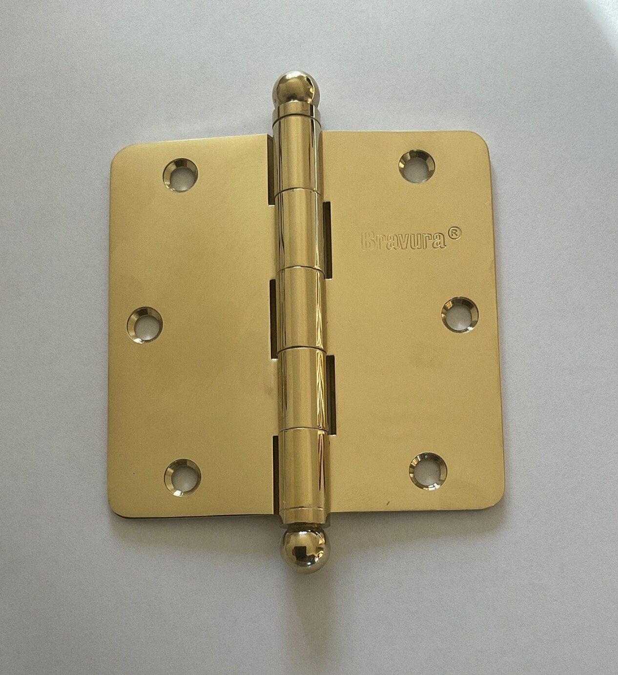 SOLID BRASS Bravura 3.5" x 3.5" x 1/4 Radius Door Hinge PVD Brass - No Rust