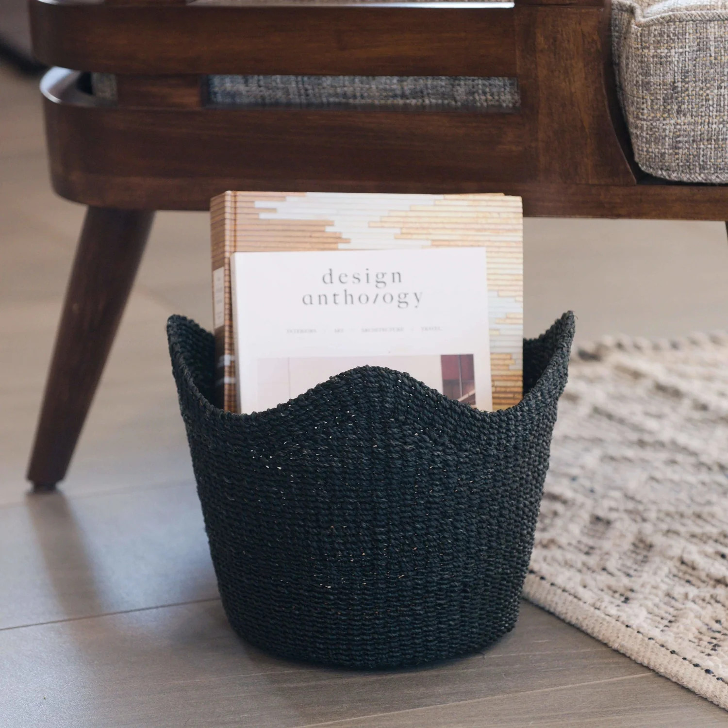 LIKHA BLACK SCALLOP BASKET - HANDWOVEN BASKET (Retail $70) NEW WITH TAG