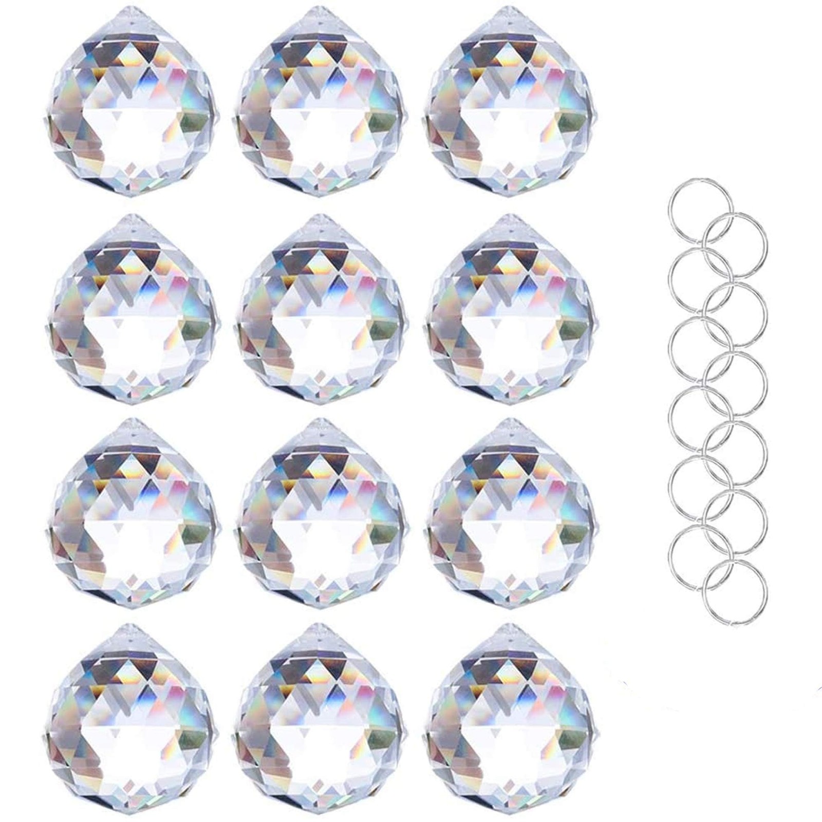 HDCRYSTALGIFTS 12pcs 20mm Clear Crystal Ball Prism Suncatchers Chandelier Lam...