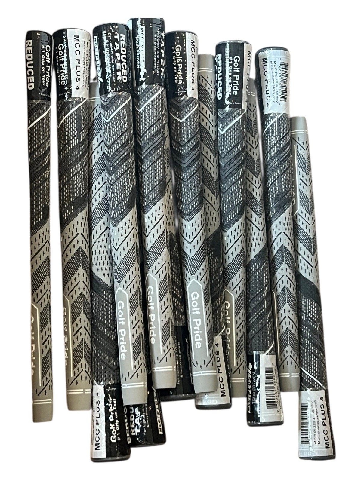 Gray & Black Cord Standard Size Reduced Taper Golf Grip Set (13 Grips)
