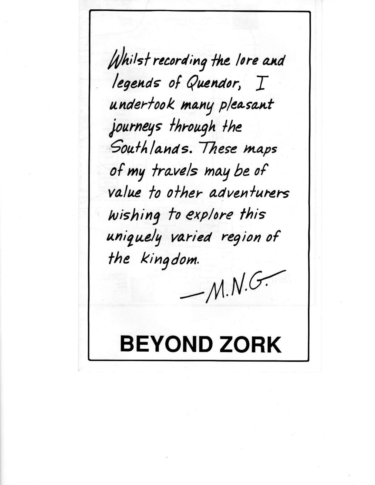 Beyond Zork Map (for Infocom Game), VG-Exc. Condition, Vintage--Published 1987