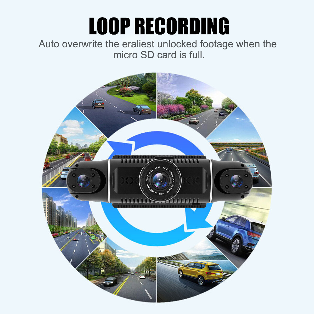 4 Channel Car Dash Cam HD 1080P WiFi DVR Video Driving Recorder Night Vision NEW
