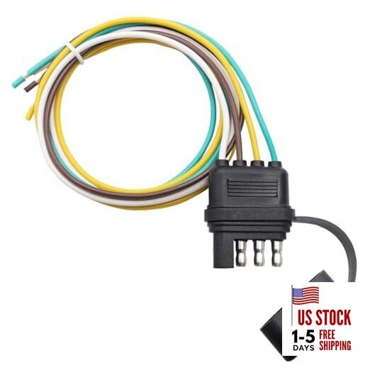 25 Inch 4-Way 4 Prong Trailer Wiring Harness Plug Male 25 inch 4 Pin Male Plug