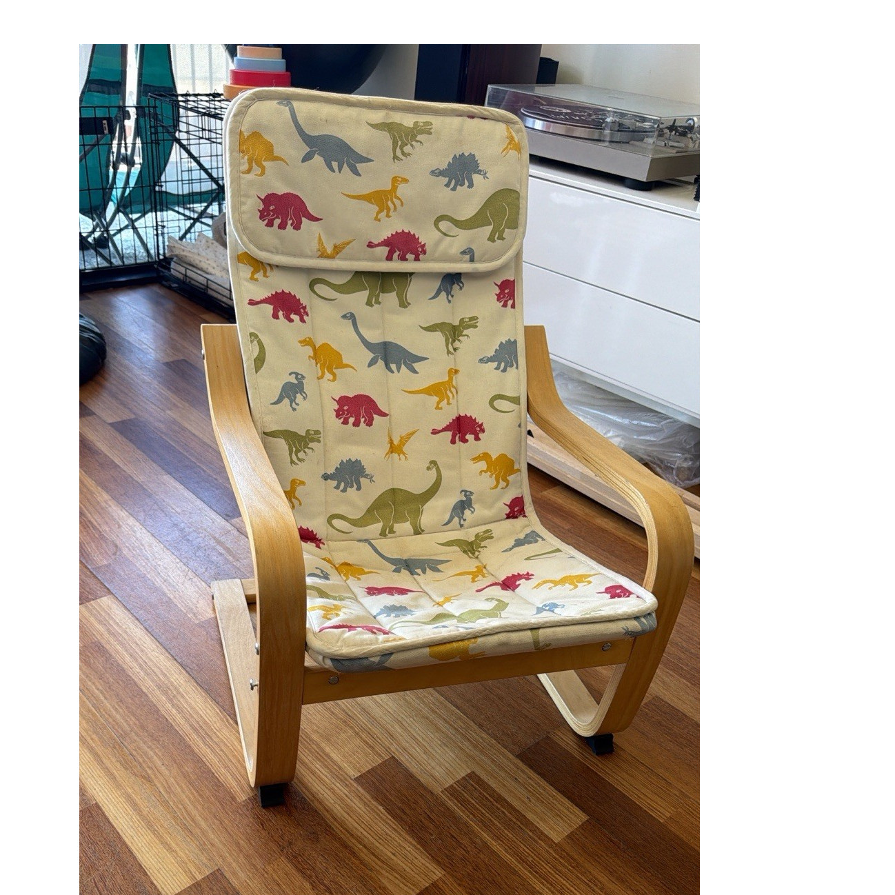 IKEA Dinosaur Print Wood & Fabric Chair for Kids Bedroom Playroom